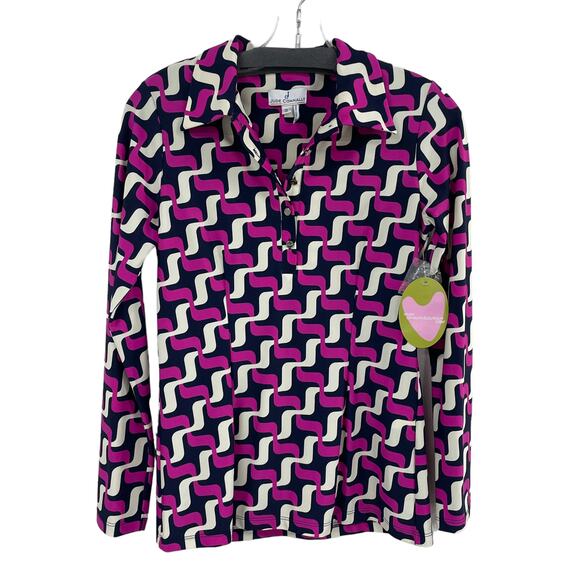 NWT $153 Jude Connally Navy Orchid Maddie Mod Twist Top Jude Cloth Women's Small - Picture 1 of 7